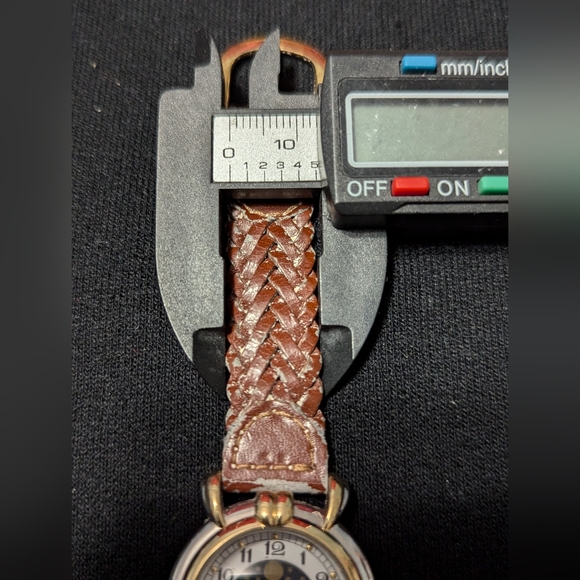 Classy Brown, Gold, & Silver Toned Wristwatch w/ Adjustable Buckle Band - Picture 7 of 8